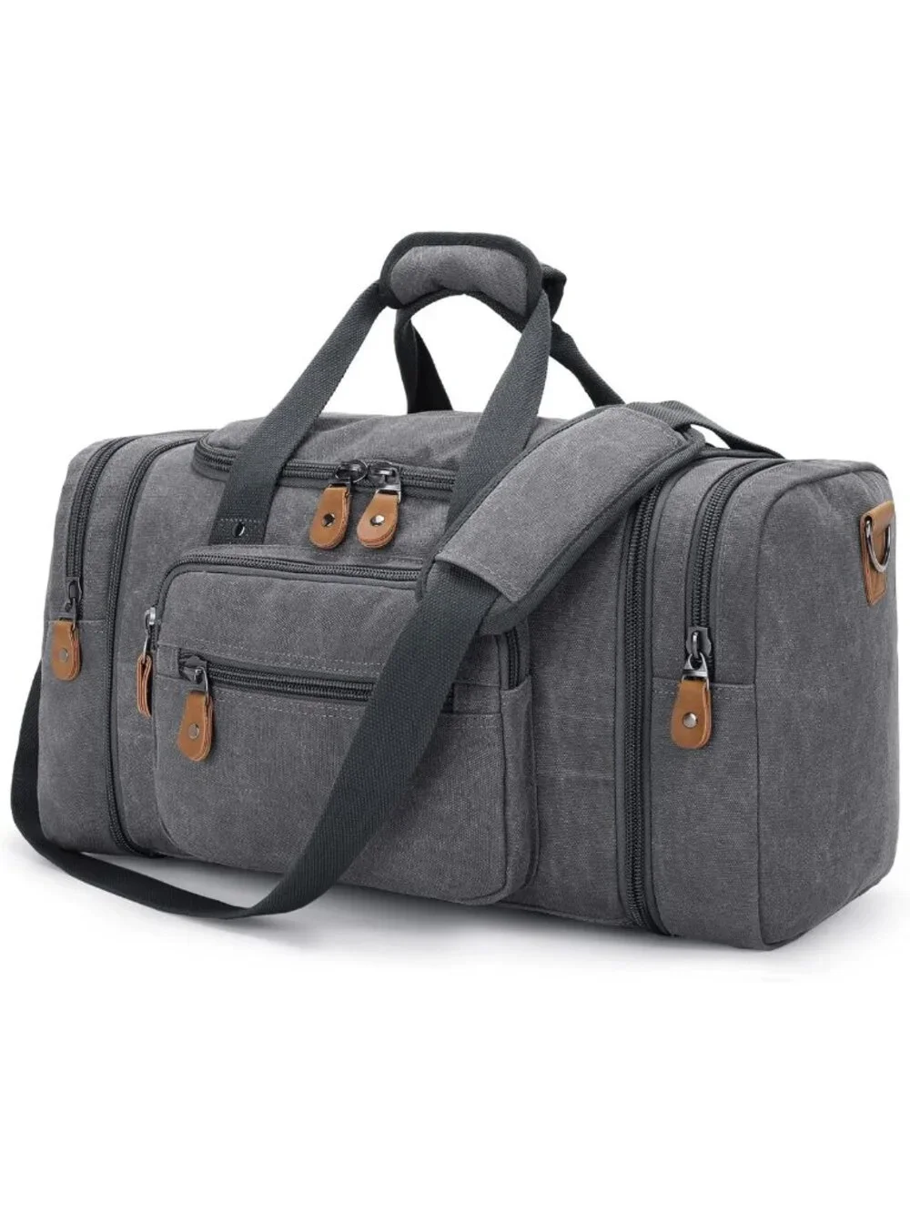 Expandable 60L Canvas Duffle Bag - Stylish Travel Overnight Weekender Tote